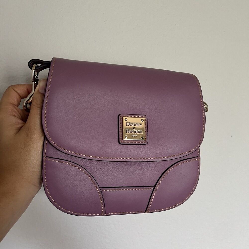 Dooney And Bourke Emerson Saddle Crossbody Bag Purple Red Interior W/ Dust Bag